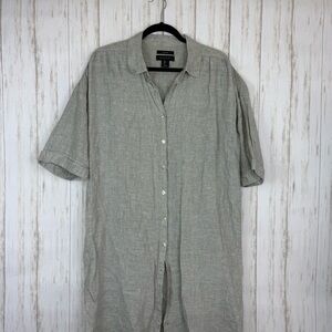 Tahari 100% linen pale green shift dress